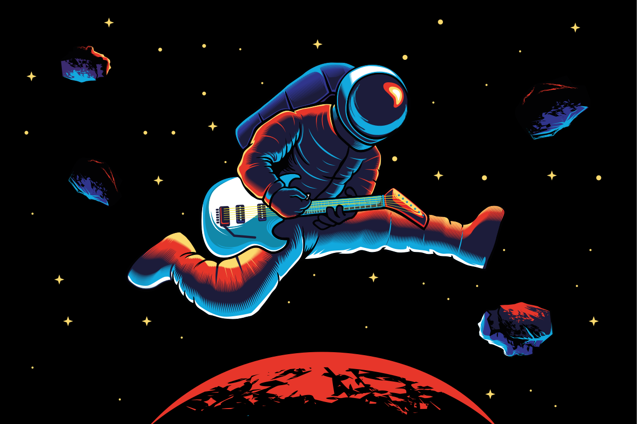 Orijinal amerikan servis astronot gitar Çalan - TenStickers