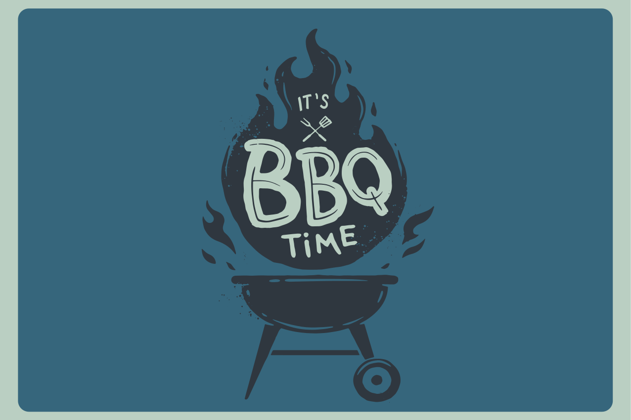 Metni amerikan servis - barbekü zamanı alevleri - TenStickers
