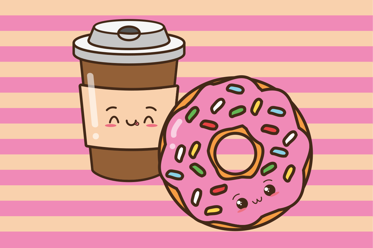 Çocuk amerikan servis sevimli kahve donut - TenStickers