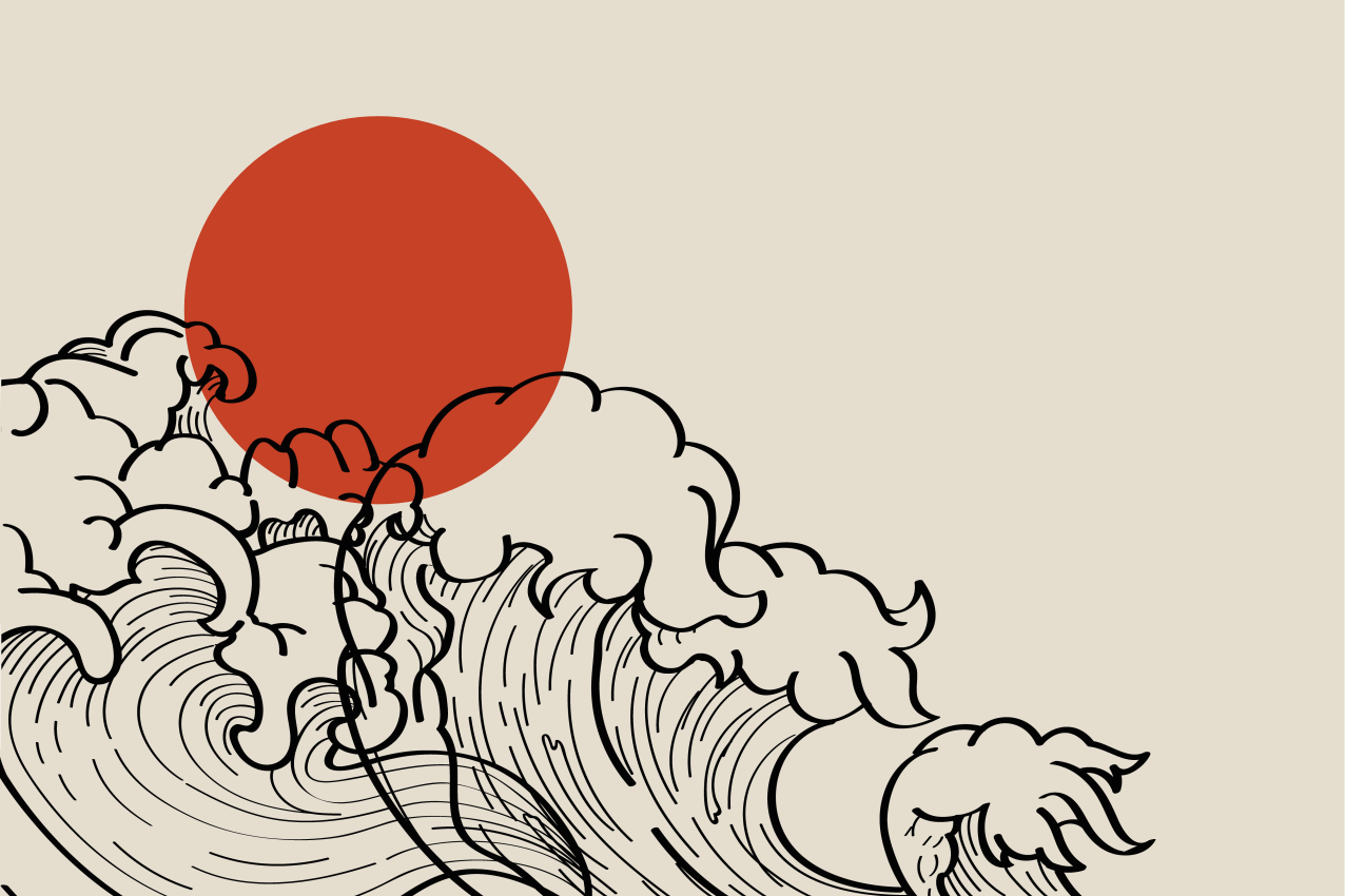 Japonya dalga okyanus illüstrasyon vinil servis altlığı - TenStickers