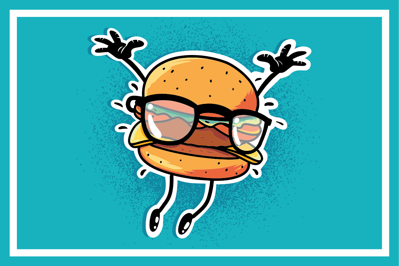 Çocuk amerikan servis zıplayan hamburger karakteri - TenStickers