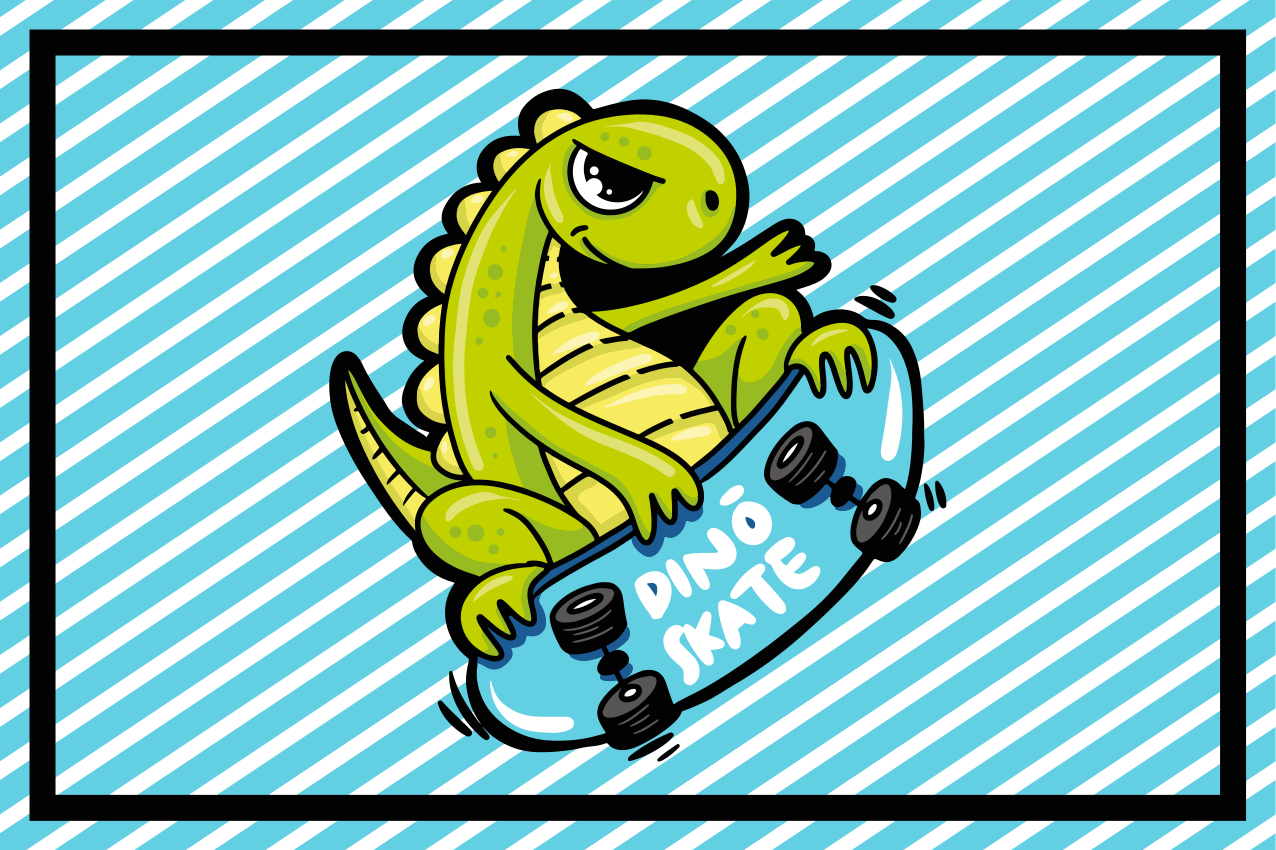 Çocuk amerikan servis dino kaykay macerası - TenStickers