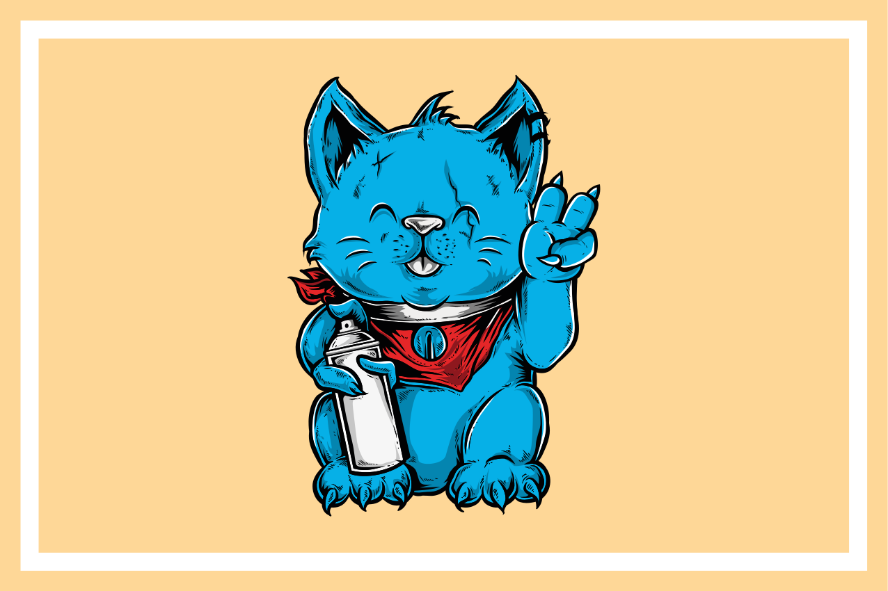 Çocuk amerikan servis neşeli mavi kedi - TenStickers