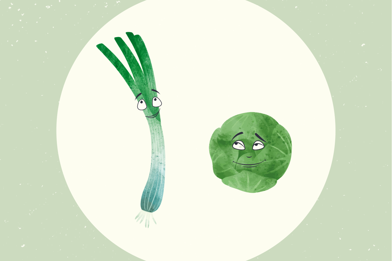 Pırasa ve brüksel lahanası illüstrasyon placemats - TenStickers