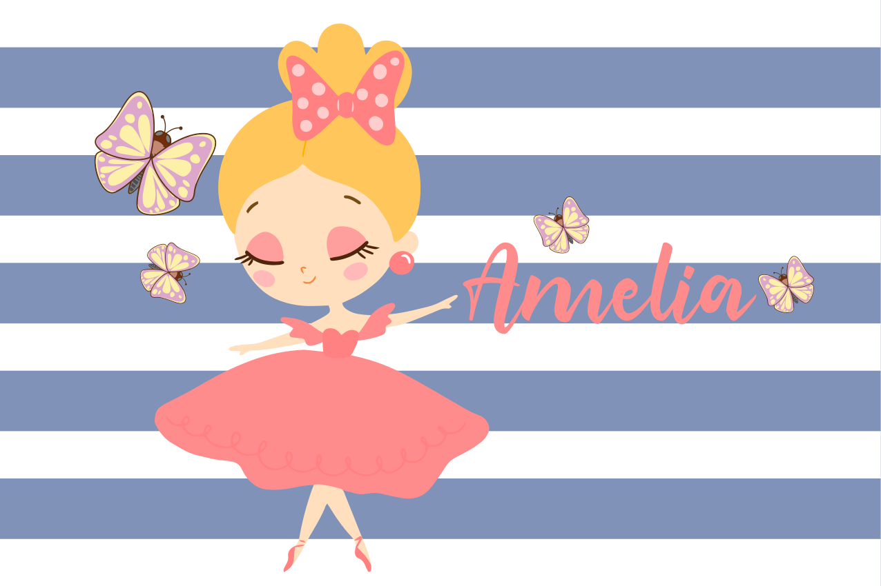 Pembe elbiseli prenses kelebekler placemats - TenStickers