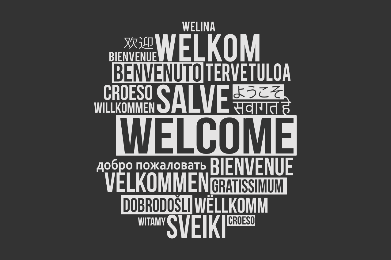 Metni amerikan servis - hoş geldiniz Çok dilli tasarım - TenStickers