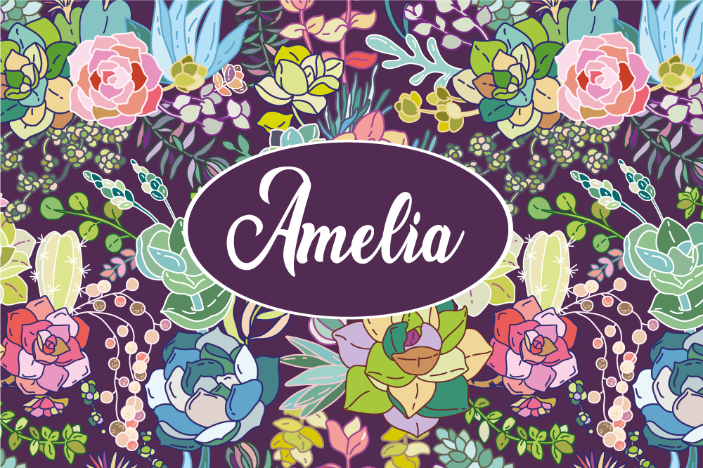 İsimli amerikan servis - Çiçekli Özel sanat eseri - TenStickers