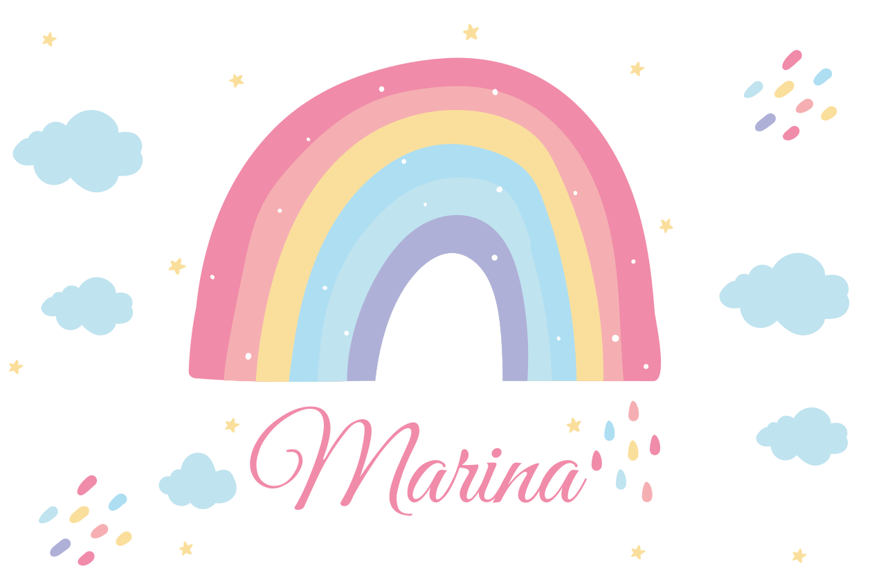 Çocuk amerikan servis - İsimli rainbow - TenStickers