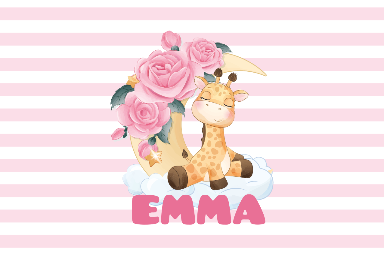 Çocuk amerikan servis giraffe ile güller - TenStickers