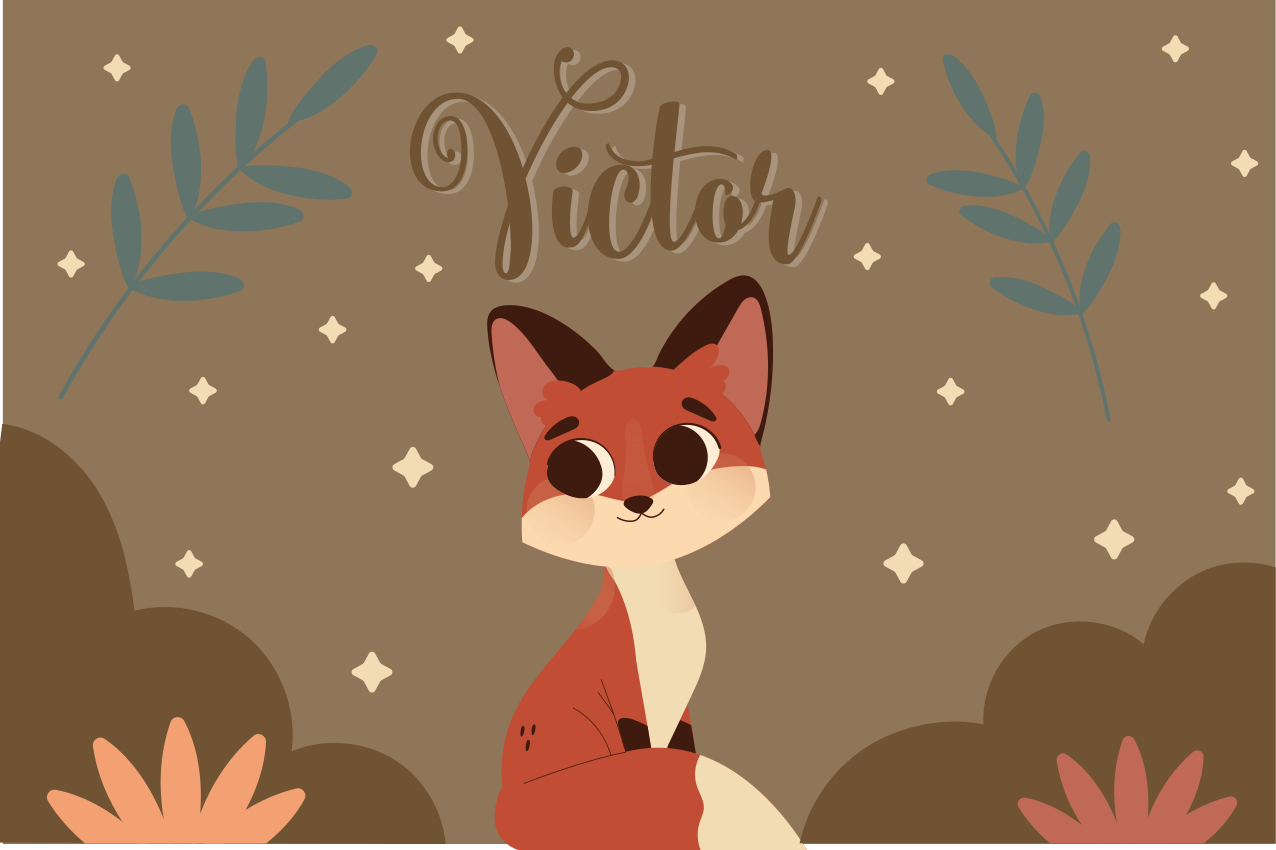 Isim çocuk placemats ile çocuk için sevimli tilki - TenStickers