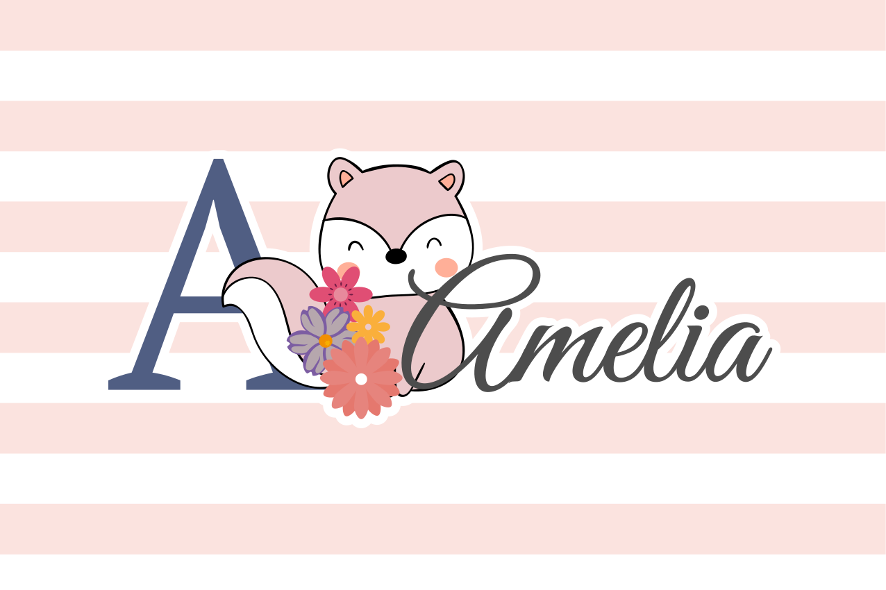 Çocuk amerikan servis sevimli tilki ve Çiçekler - TenStickers