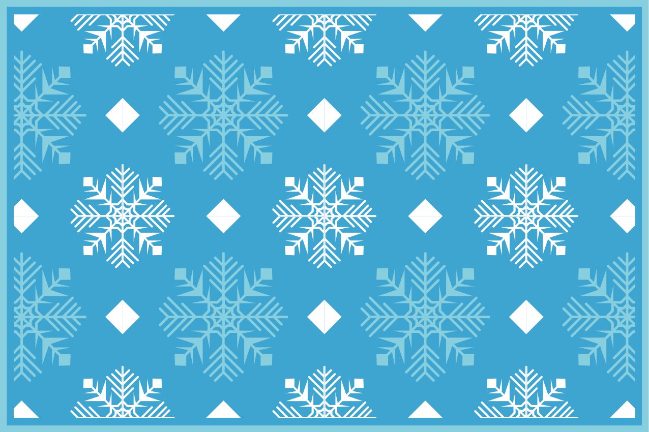 Kar taneleri mavi tonları noel placemats - TenStickers