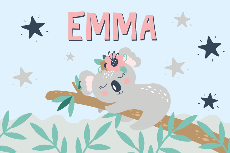 Isim çocuk placemats ile şirin koala kız - TenStickers