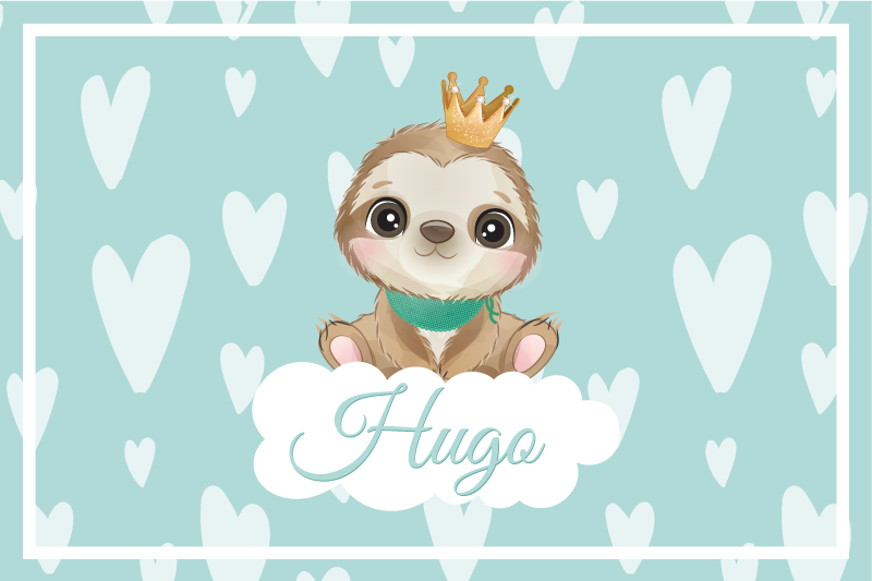 Çocuk amerikan servis - sevimli tembel hayvan İllüstrasyonu - TenStickers