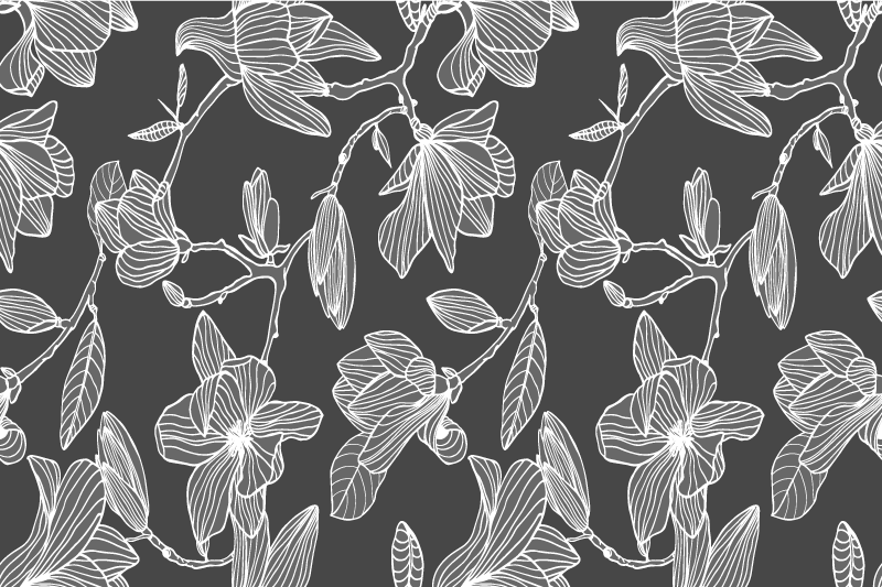 Beyaz ve gri manolya çiçek tasarım placemats - TenStickers