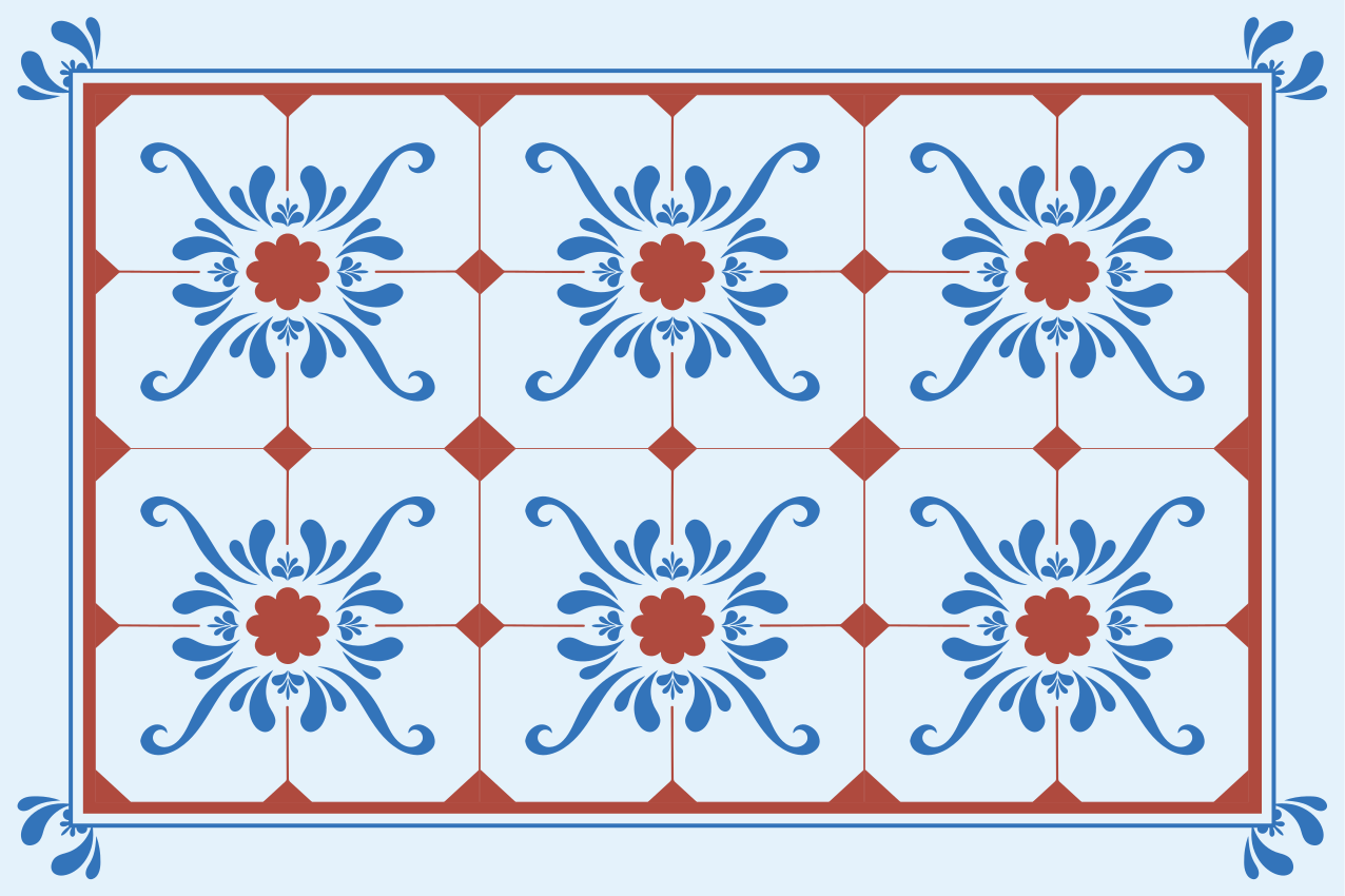 Doku efekti amerikan servis - vintage Çiçek deseni - TenStickers
