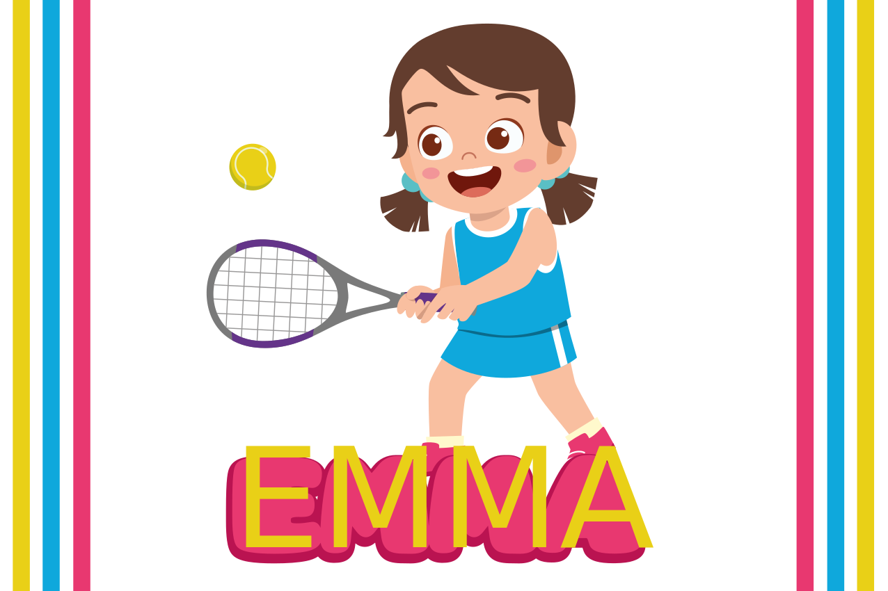 Çocuk amerikan servis - mutlu tenis oyuncusu - TenStickers