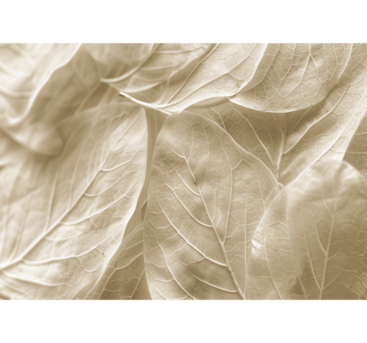 Büyük bej yapraklar ana yatak odası duvar reslim - TenStickers