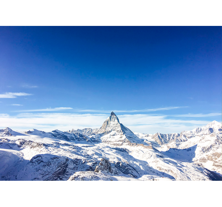 Matterhorn dağ kış mavi duvar resmi - TenStickers