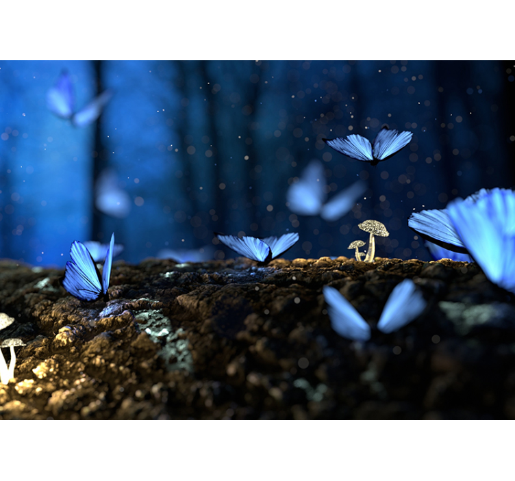 Mavi kelebek duvar resmi - TenStickers