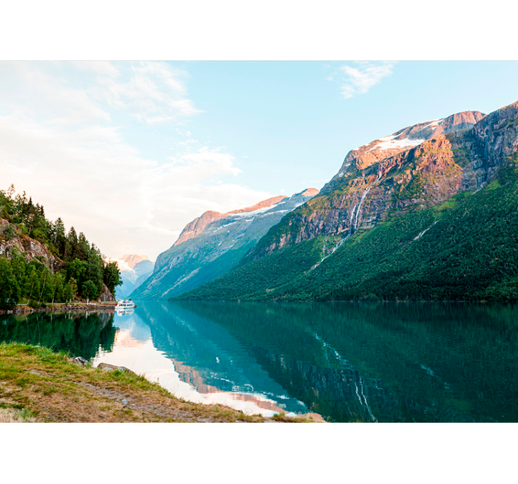 Göl duvar resmi ahşap peyzaj - TenStickers