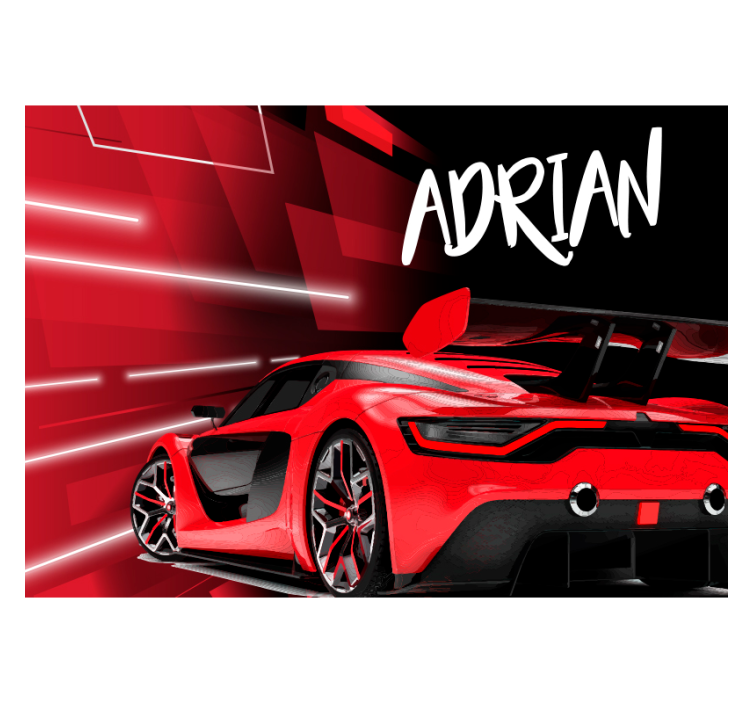 Kırmızı sportif araba duvar resmi - TenStickers