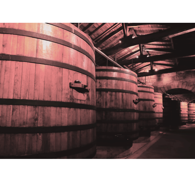 Büyük eski şarap fıçıları vintage duvar resmi - TenStickers
