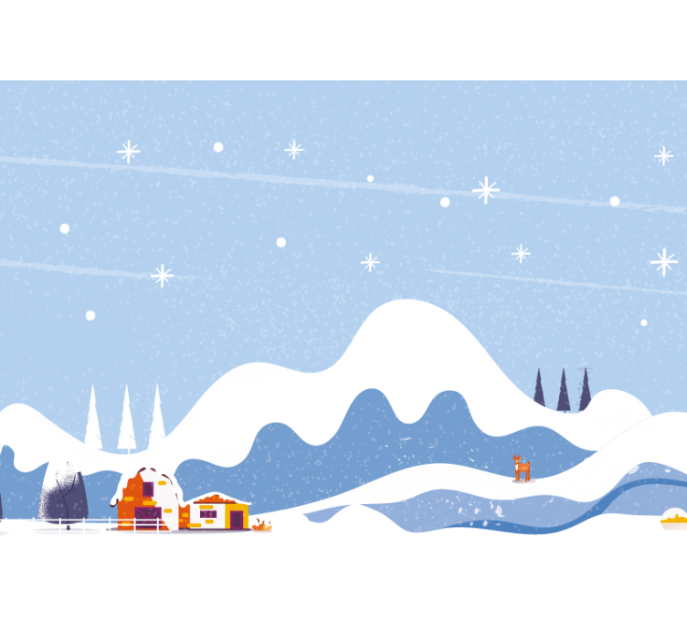 çizilmiş karlı dağ çocuk odası duvar reslim - TenStickers