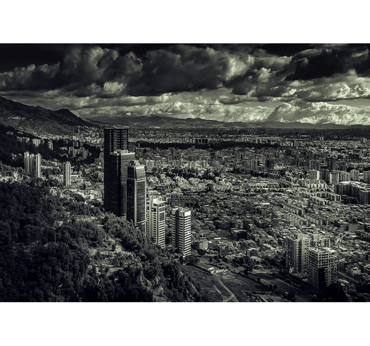 Dağ manzaralı kentsel manzara şehir ve ülke duvar resim - TenStickers