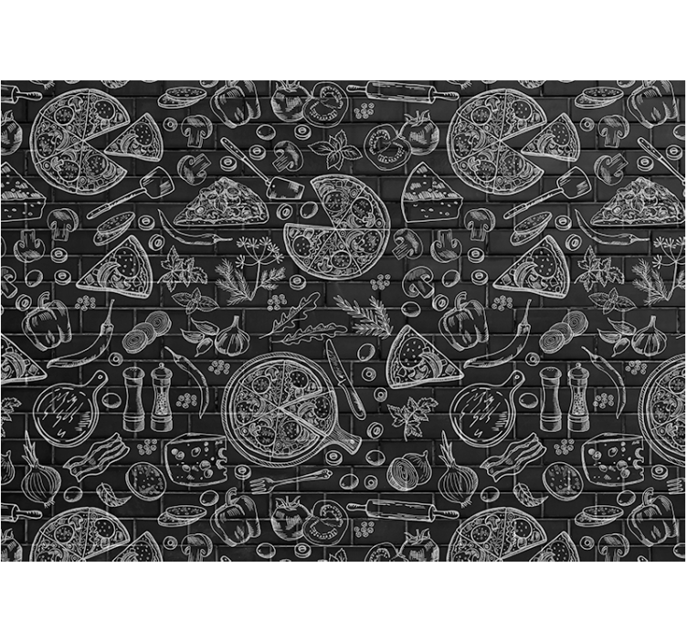 Restoran sembolleri ve metinler mutfak duvar resmi - TenStickers