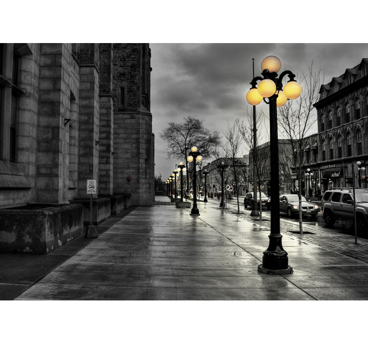 Gri şehir sokakları duvar resmi - TenStickers