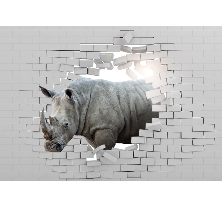 3d rhinoceron duvar resimleri - TenStickers
