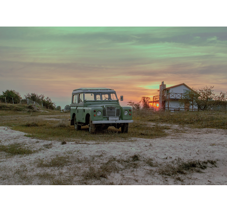 Yeşil klasik araba araç duvar resim - TenStickers