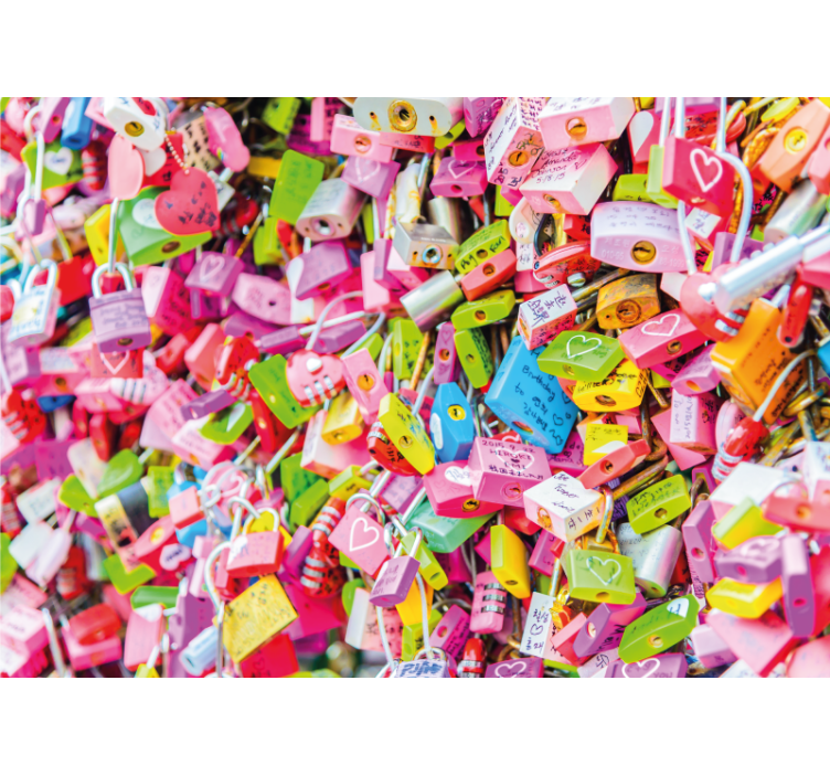 Aşk kilitleri kentsel sanat duvar resmi - TenStickers