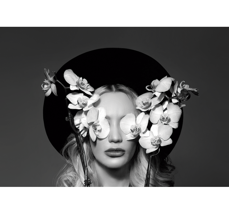 çiçek şapka klasik sanat ile kadın duvar resmi - TenStickers
