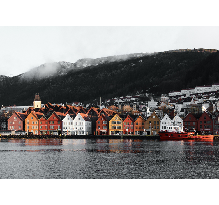 Bergen norveç kışın duvar resmi - TenStickers
