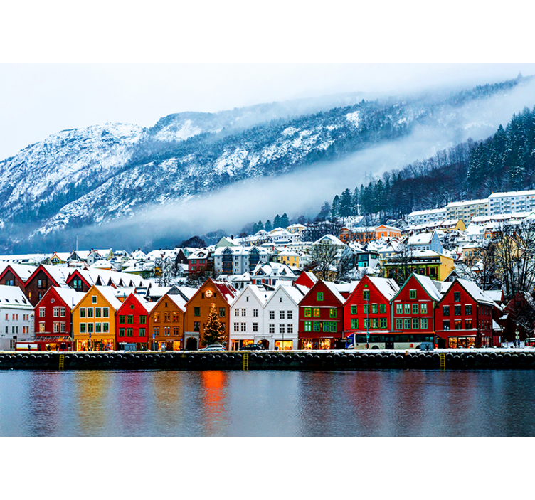 Bergen kar yağışı fotoğraf duvar kağıdı - TenStickers