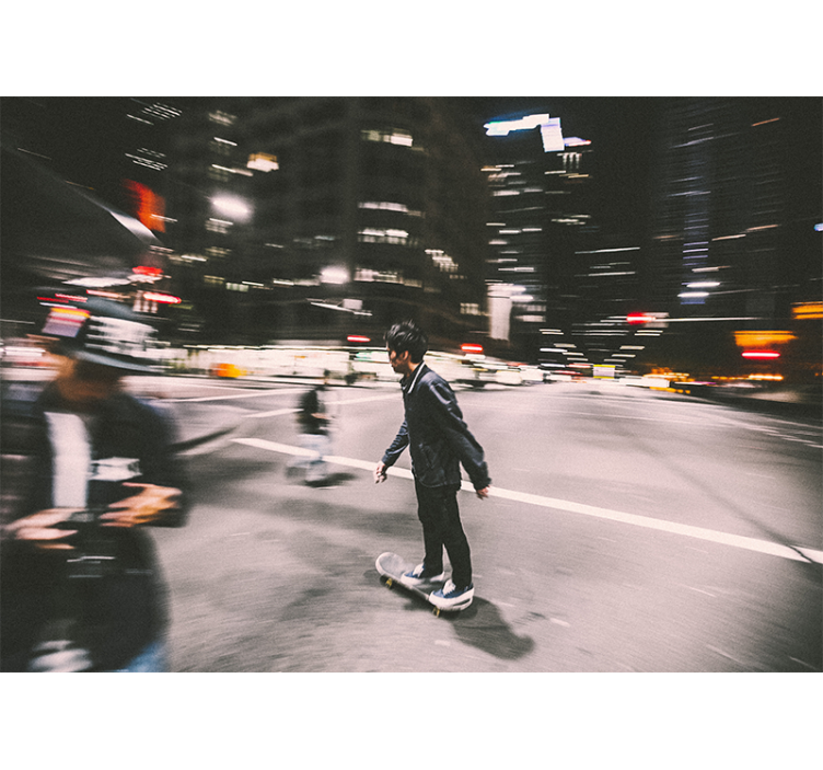 Şehir ve Ülke duvar resim gece kayak - TenStickers