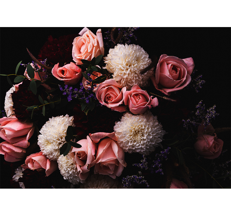 Lüks buket pembe güller duvar kağıdı - TenStickers