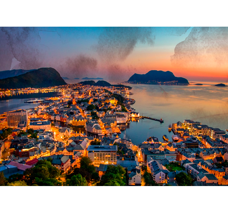 Manzaralı kıyı manzarası şehir ve ülke duvar resim - TenStickers