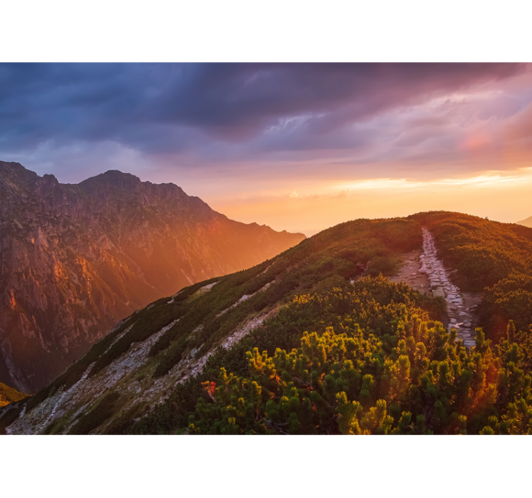Zakopane gece dağlar dağ duvar kağıdı - TenStickers