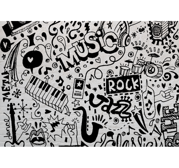 Müzik doodle müzik notaları duvar resmi - TenStickers