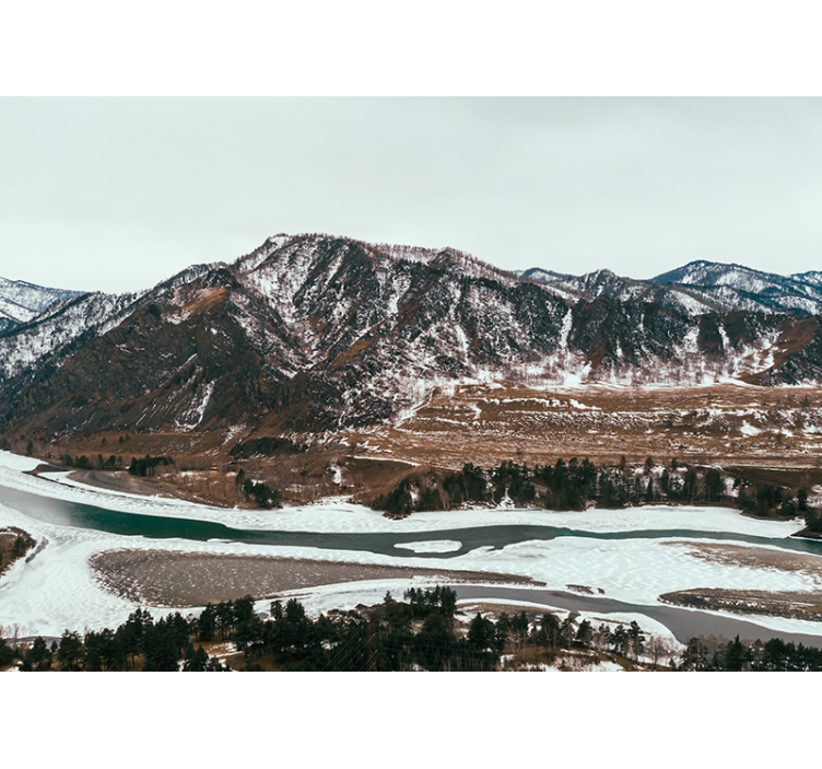 Karlı dağın tepesinde ofis duvar resmi - TenStickers