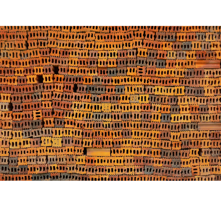 Turuncu pişmiş toprak tuğlalar tuğla duvar kağıdı - TenStickers