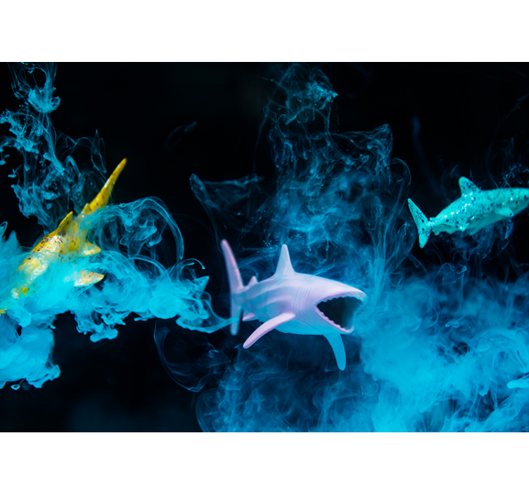 Hayvan duvar resmi renkli köpekbalığı İllüstrasyonu - TenStickers