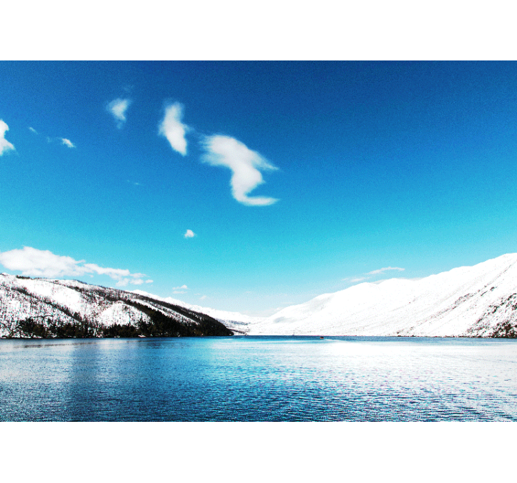 Karlı dağ ve göl duvar kağıdı - TenStickers