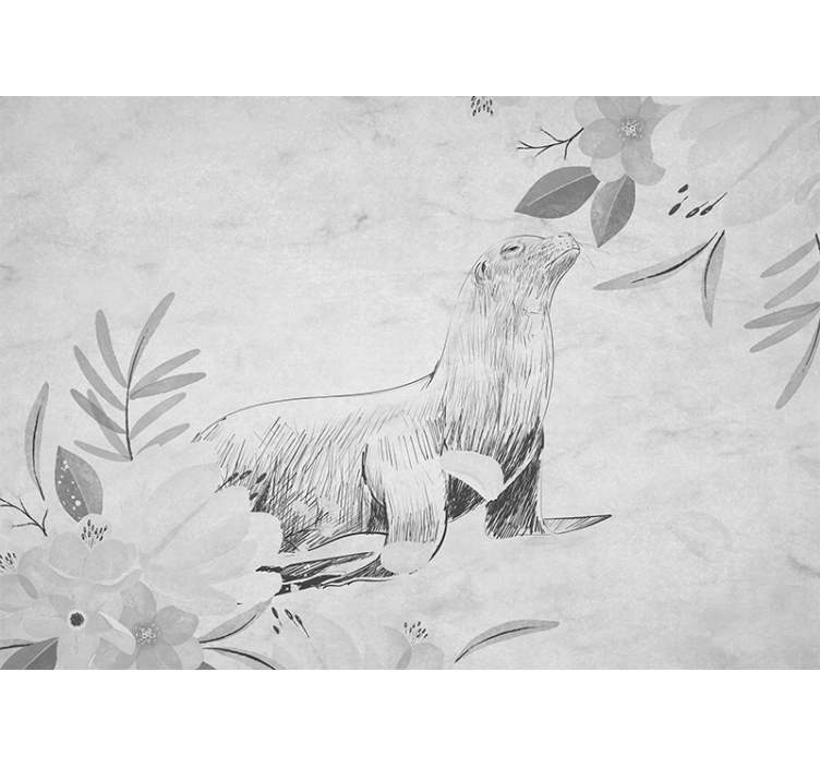 Banyo duvar reslim Çiçekler arasında mühür - TenStickers