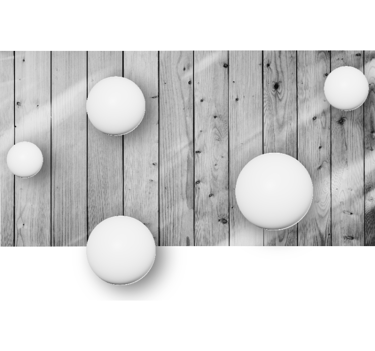 Beyaz küreler ahşap arka plan 3d duvar kağıdı - TenStickers