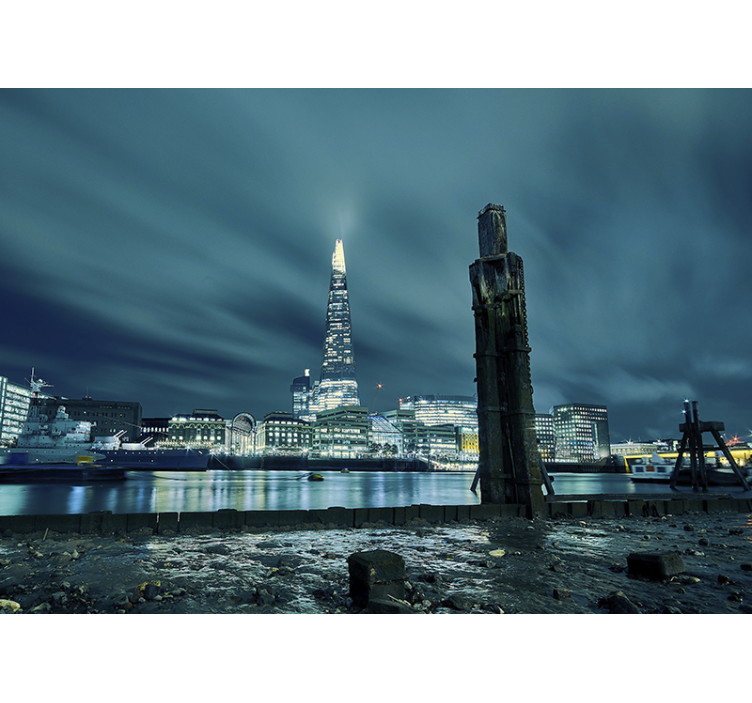 Londra duvar resmi shard kulesi gece - TenStickers