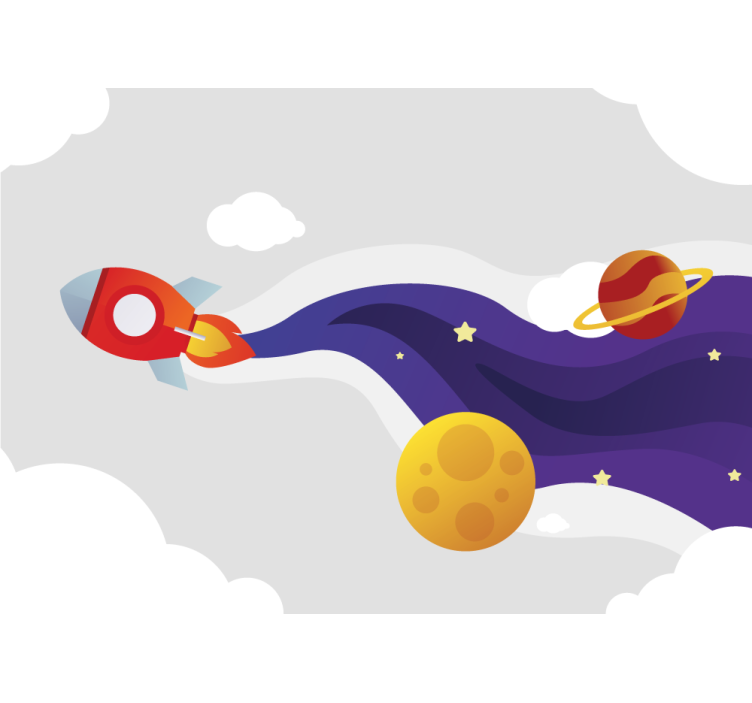 Fantezi duvar resmi uzay gemisi ve göksel cisimler - TenStickers